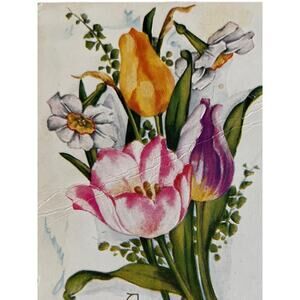 Antique Ephemera Litho Postcard Embossed Early 1900s Spring Flowers Lily Easter